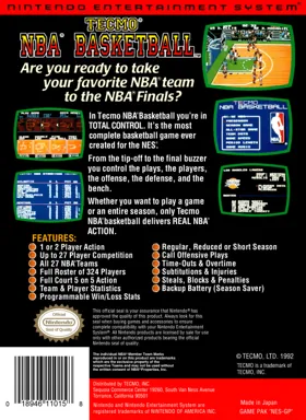 Tecmo NBA Basketball (USA) (NES-BK) (Rev 1) box cover back